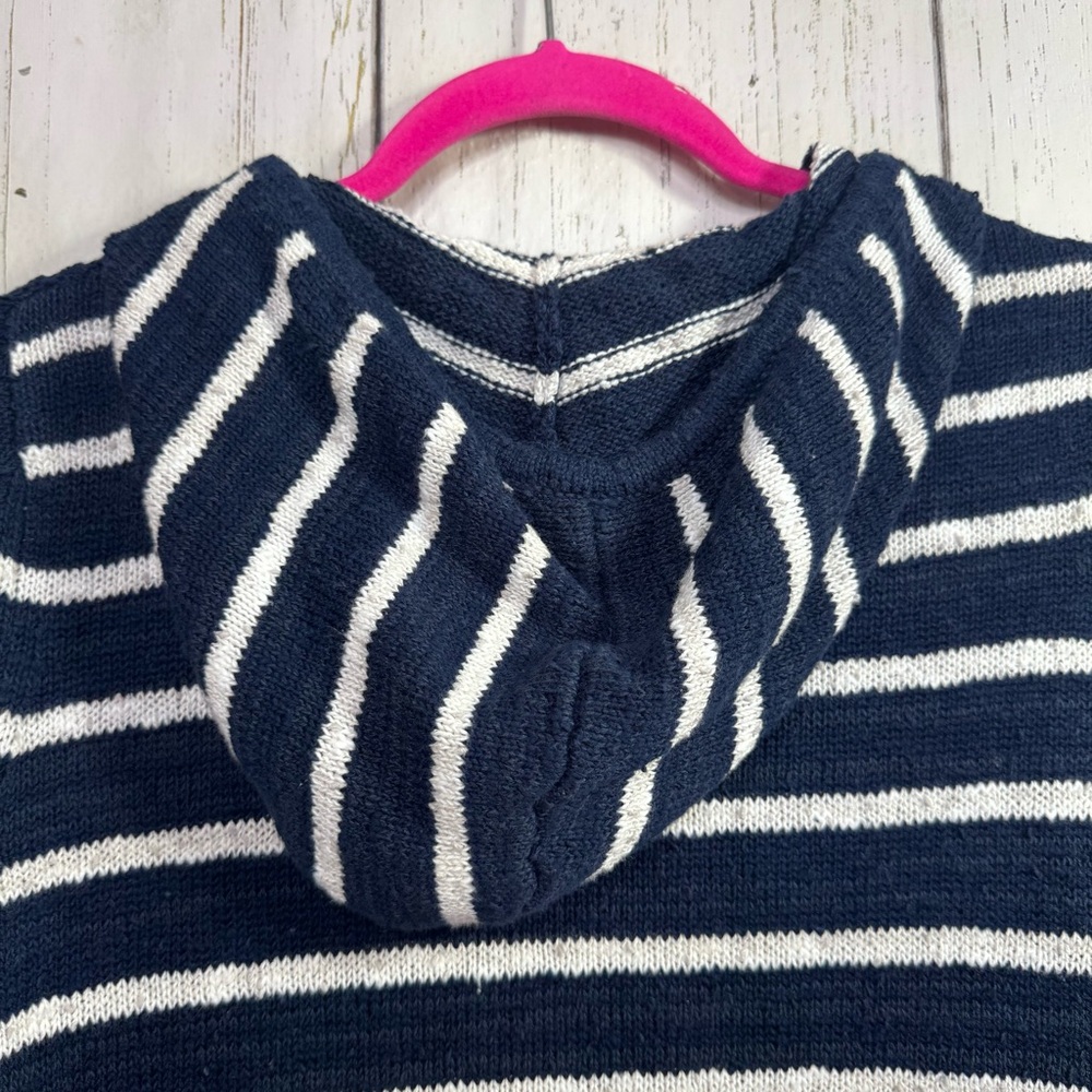 FatFace Striped Knit Hoodie Cardigan Navy White Size 8 Preppy Coastal Grandma - Picture 11 of 15